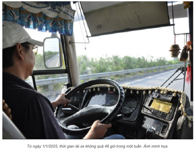Từ ngày 1/1/2025 tài xế không được lái xe quá 48 giờ trong một tuần